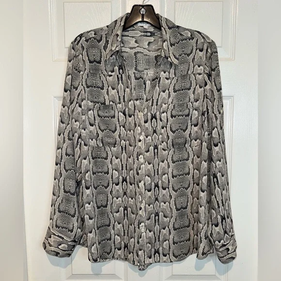 Express Gray Snake Print Blouse. Size L - Picture 1 of 4